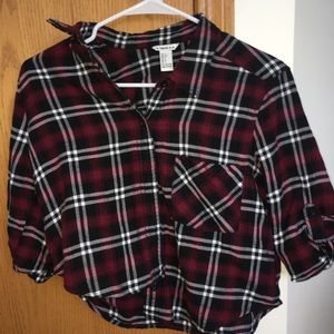 Forever21 boxy flannel with black maroon and black